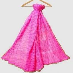 Women Printed Dupatta with Lace Border-40