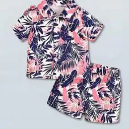 Boys Tropical Print Shirt & Shorts Set-image-49