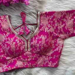 Women Floral Print Back Open Blouse-picture-53