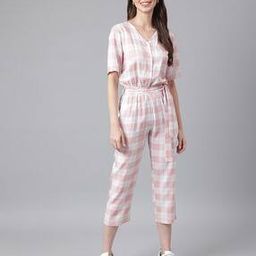 Checked Waist Tie-Up Jumpsuit-picture-24