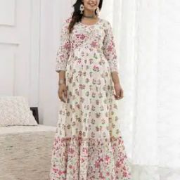 Women Floral Print Angrakha Kurta-image-77