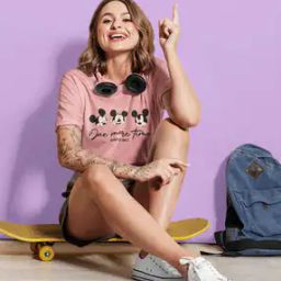 Women Cartoon Printed Regular Fit T-Shirt-picture-2
