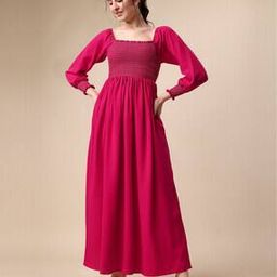 Bardot A-Line Dress with Smocked Detail-image-6