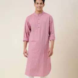 Striped Mandarin-Collar Long Kurta-image-24