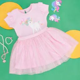 Unicorn Print Round-Neck Fit & Flare Dress-picture-27