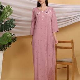 Women Striped Nightie with Bracelet Sleeves-picture-50