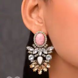 Women The Royal Affair Studded Dazzling Drop Earrings-7