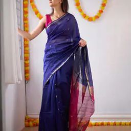 Women Woven Saree with Contrast Border-image-90