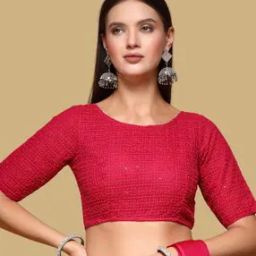 Women Embroidery Back Open Blouse  -picture-19
