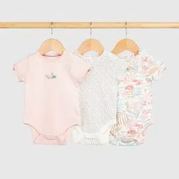 mothercare Girls Pack of 3 Printed Cotton Bodysuits-picture-3