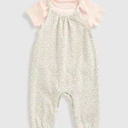 Girls Micro Print Dungaree & Onesie Set-25