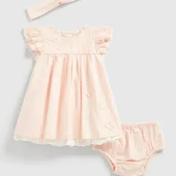 Girls Butterfly Print Cotton Fit & Flare Dress & Hairband Set-image-39