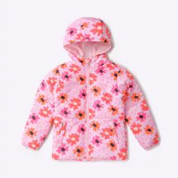 Floral Print Hooded Puffer Jacket-image-80