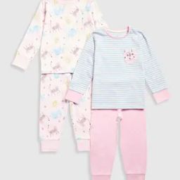 Girls Pack of 2 Printed Relaxed Fit Cotton T-Shirts with Joggers-image-53