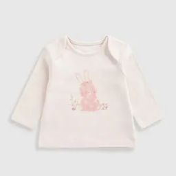 Girls My First Classic Bunny Print Cotton Round-Neck T-Shirt-25