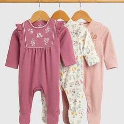 Girls Pack of 3 Meadow Floral Print Cotton Sleepsuits-image-24