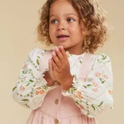 Girls Floral Print Top with Dungaree & Leggings-image-40