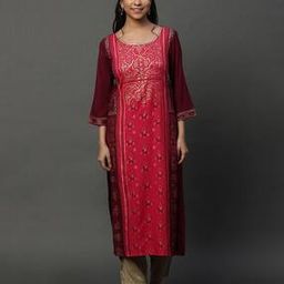 aurelia Women Floral Print No Darts Straight Kurta-picture-28