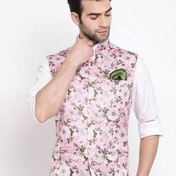 Floral Print Nehru Jacket with Insert Pockets-11