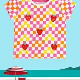 Girls Checked Cotton Round-Neck Top-picture-11