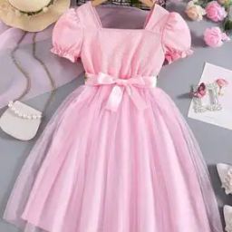 Girls Fit & Flare Dress with Bow Accent-image-132