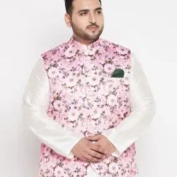 Floral Print Slim Fit Nehru Jacket-47