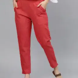 Textured Straight Fit Trousers-image-0