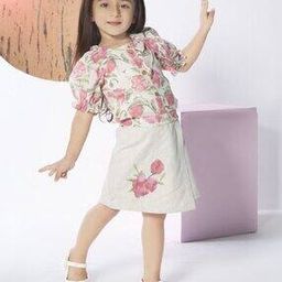 Girls Floral Print Skirt & Top Set-image-91