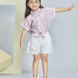 Girls Floral Print Shorts & Top Set-image-88