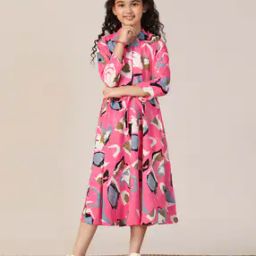 Girls Midi Cotton Shirt Dress-image-93
