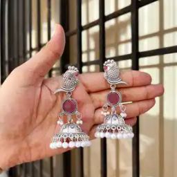 Women Brass Silver Plated Earrings -18