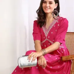 Women Embroidery Flared Kurta-image-27