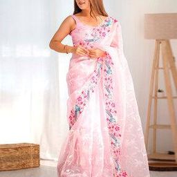 Women Embroidered Saree with Contrast Border-image-4