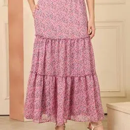 Women Printed Flared Skirt-image-99