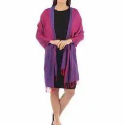 Colourblock Stole with Tassels Detail-picture-19
