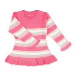 Striped Round Neck Sweater Dress-image-98