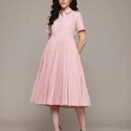 Women Pleated A-Line Dress-image-55