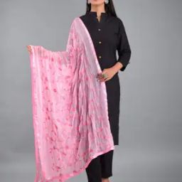Embroidered Dupatta with Satin Hemline-45