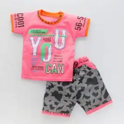 Boys Typographic Print Shorts & T-Shirt Set-picture-26