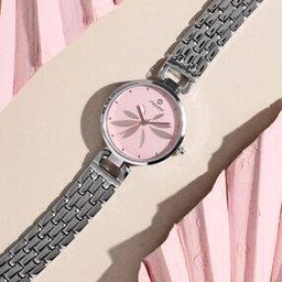 Pink Dial Analogue Fashion Watch with Steel Strap for Women-image-56