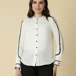 Women Regular Fit Shirt with Contrast Panells-image-53