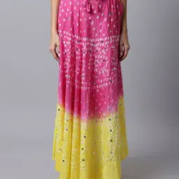 Embellished Flared Skirt with Drawstrings-12