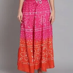 Embroidered Flared Skirt with Drawstrings-image-7