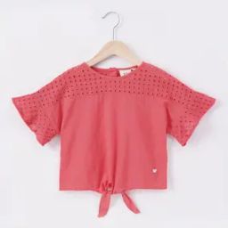 Girls Schiffli Embroidered Regular Fit Top-image-18