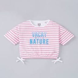 Girls Vacay Print Striped Regular Fit T-Shirt-image-21
