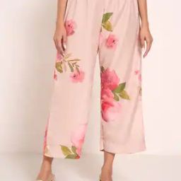 Women Floral Print Pants with Elasticated Waistband-picture-23