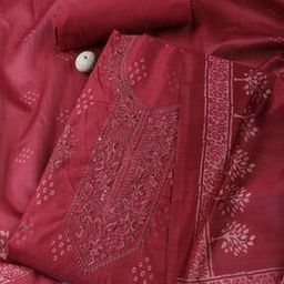 Women Chanderi Embroidery Unstitched Dress Material -image-33