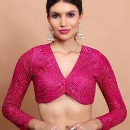 Women V-Neck Embroidery Blouse-image-3