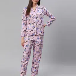 Printed Shirt & Pyjamas Nightwear Set-image-33