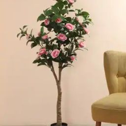Artificial Mini Camellia Rose Plants Indoor Outdoor with Pot-46